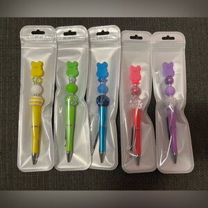 Easter Peeps Beaded Pens Set- Yellow, Green, Blue, Pink, Purple